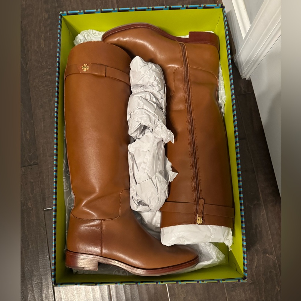 Tory Burch Tan Leather Riding Boots